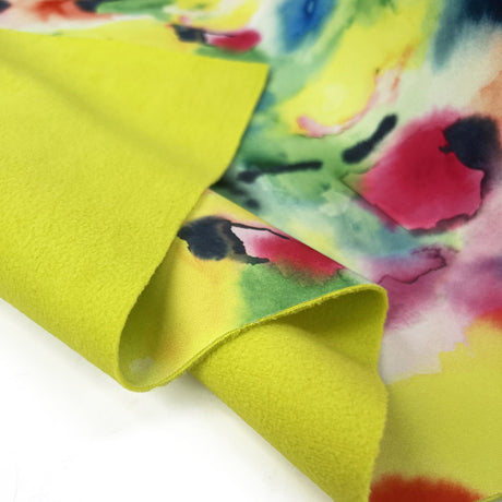 Soft Shell Sunset Splash Polyester Spandex Abstract Yellow Raincoat Fabric Fold
