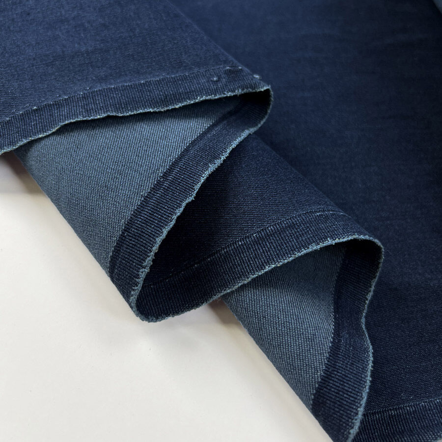 Soft Tencel Denim Dark Indigo Blue Polyester Viscose Elastane Stretch Woven Trouser Fabric Fold