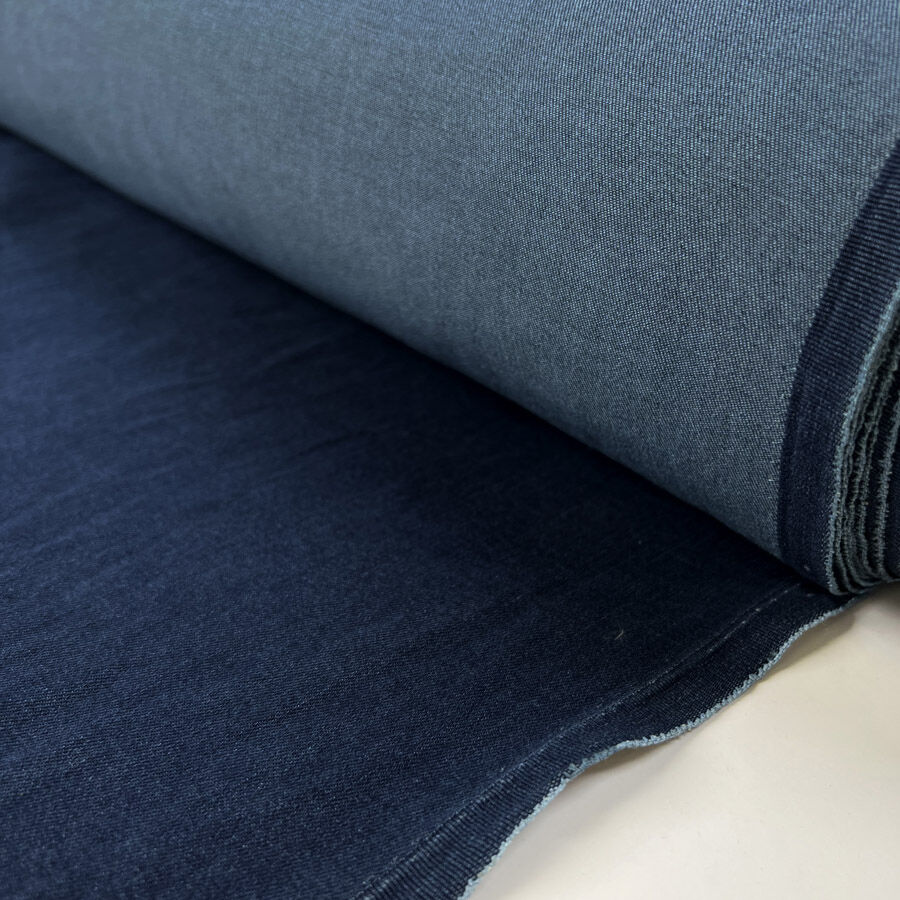Soft Tencel Denim Dark Indigo Blue Polyester Viscose Elastane Stretch Woven Trouser Fabric Roll