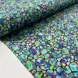 Spaced Out Viscose Abstract Green Blue Black Woven Dress Fabric Bolt