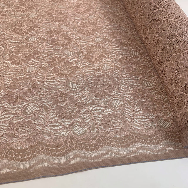 Spanish Eyes Dusky Pink Corded Lace Bridal Fabric Roll