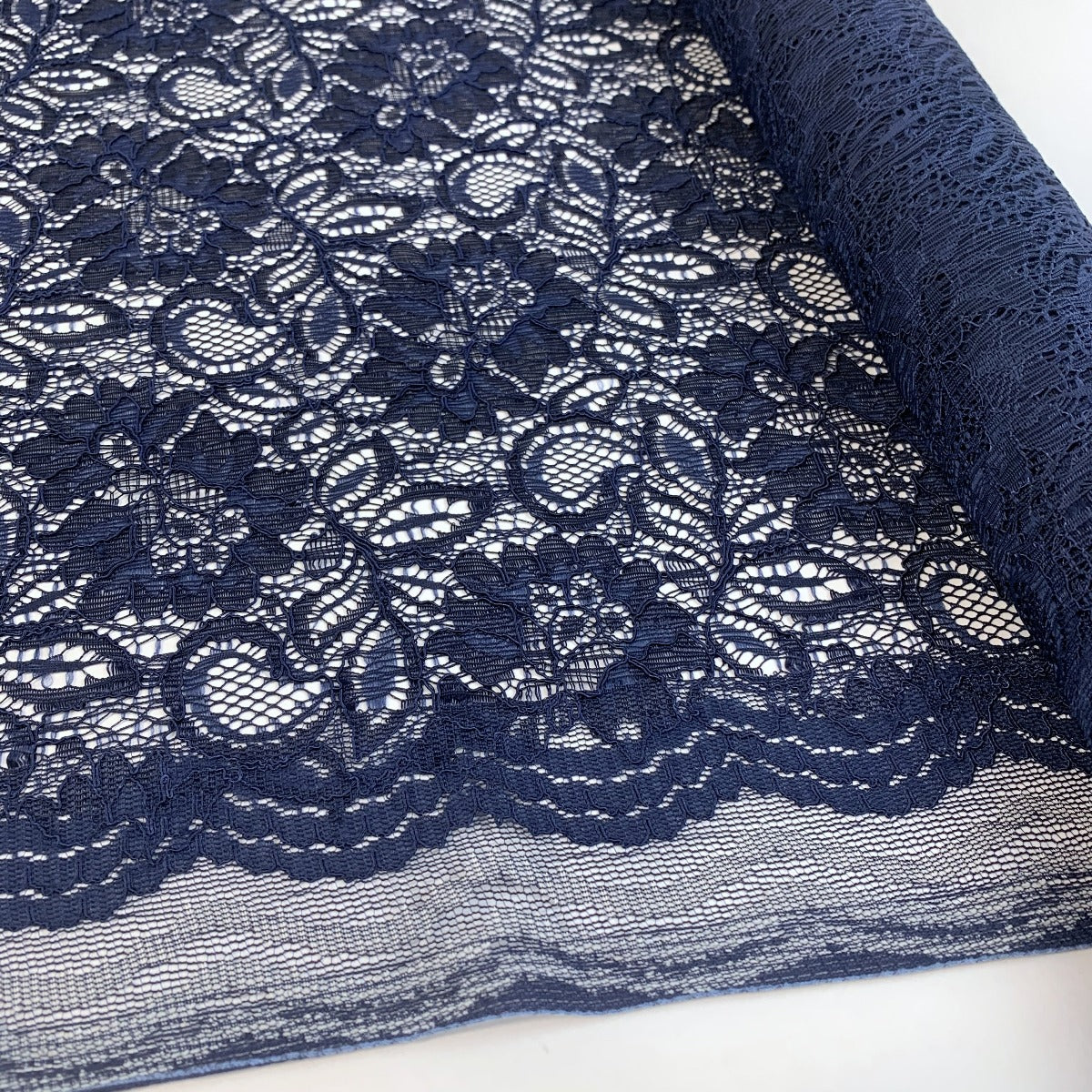 Spanish Eyes Navy Corded Lace Bridal Fabric Roll