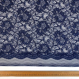 Spanish Eyes Navy Corded Lace Bridal Fabric Scale