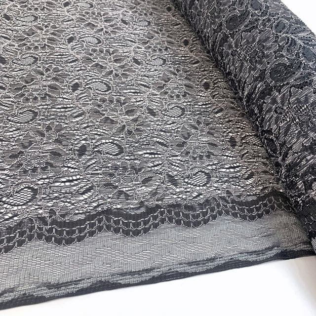 Spanish Eyes Slate Grey Corded Lace Bridal Fabric Roll