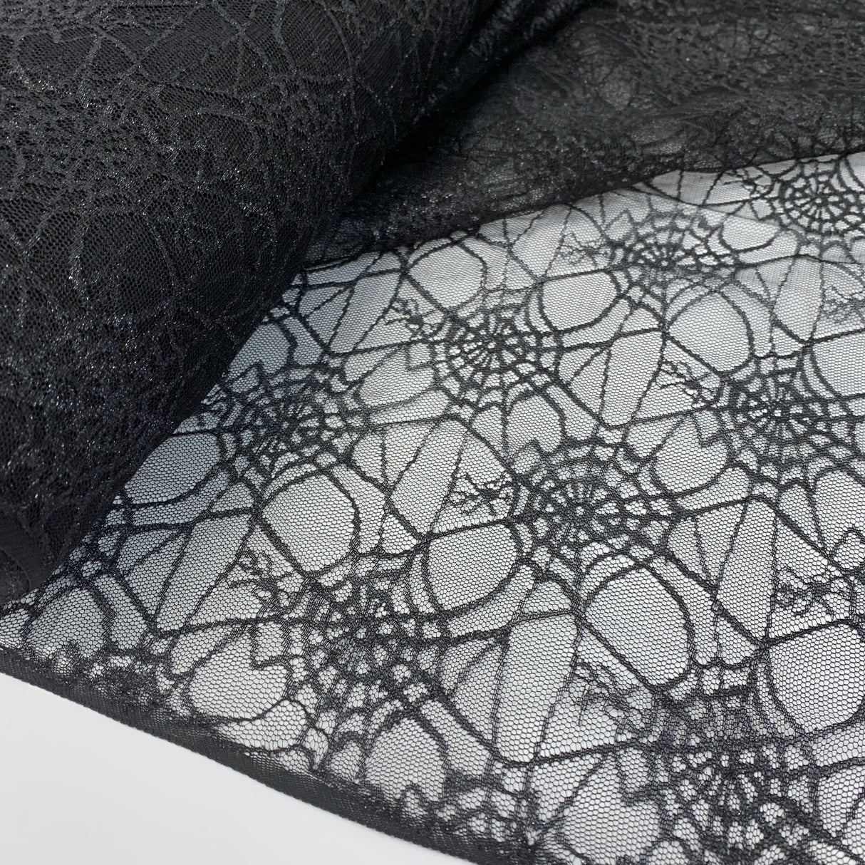 Spider Web Black Nlyon Raschel Lace Dress Fabric B3