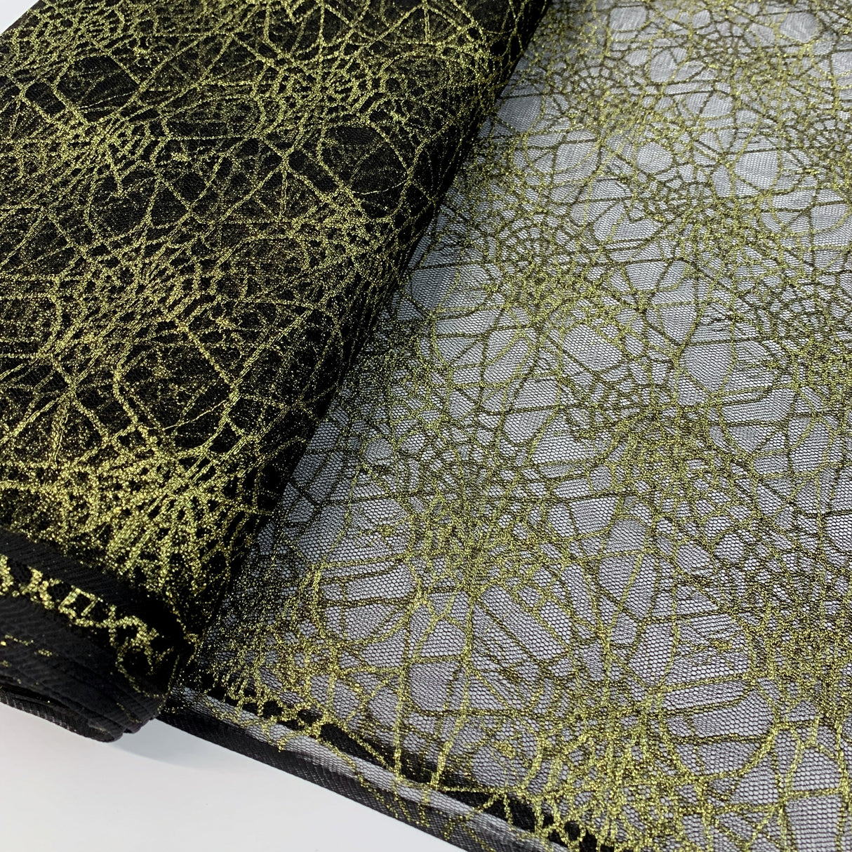 Spider Web Gold Nlyon Raschel Lace Dress Fabric B