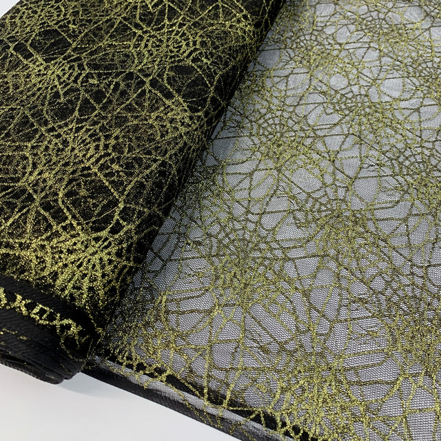 Spider Web Gold Nlyon Raschel Lace Dress Fabric B
