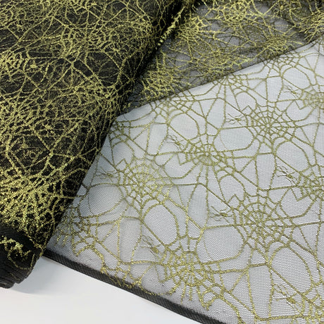 Spider Web Gold Nlyon Raschel Lace Dress Fabric B1