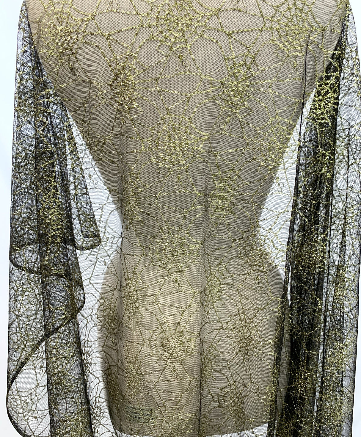 Spider Web Gold Nlyon Raschel Lace Dress Fabric M