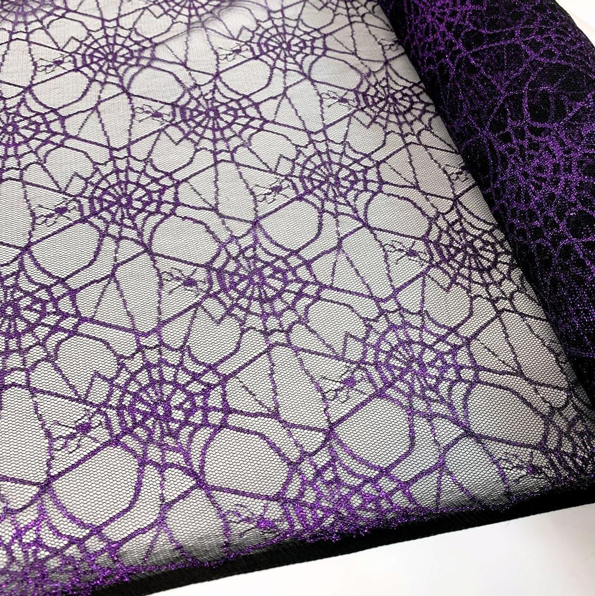 Spider Web Purple Nlyon Raschel Lace Dress Fabric R
