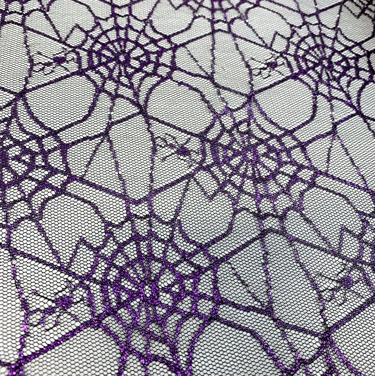 Spider Web Purple Nlyon Raschel Lace Dress Fabric S