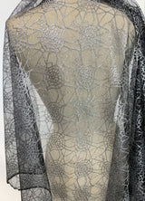 Spider Web Silver Nlyon Raschel Lace Dress Fabric M1