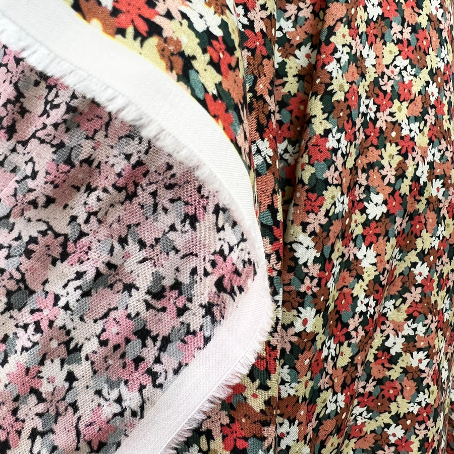 Spit Spot Flower Pot Ditsy Floral Orange Multicoloured Cotton Dressmaking Fabric Fold
