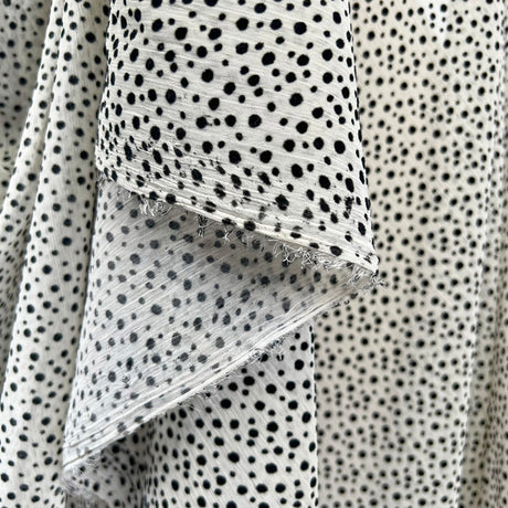 Spotted Burnout Chiffon Dress Fabric Teeny Weeny Polka Dot Hang