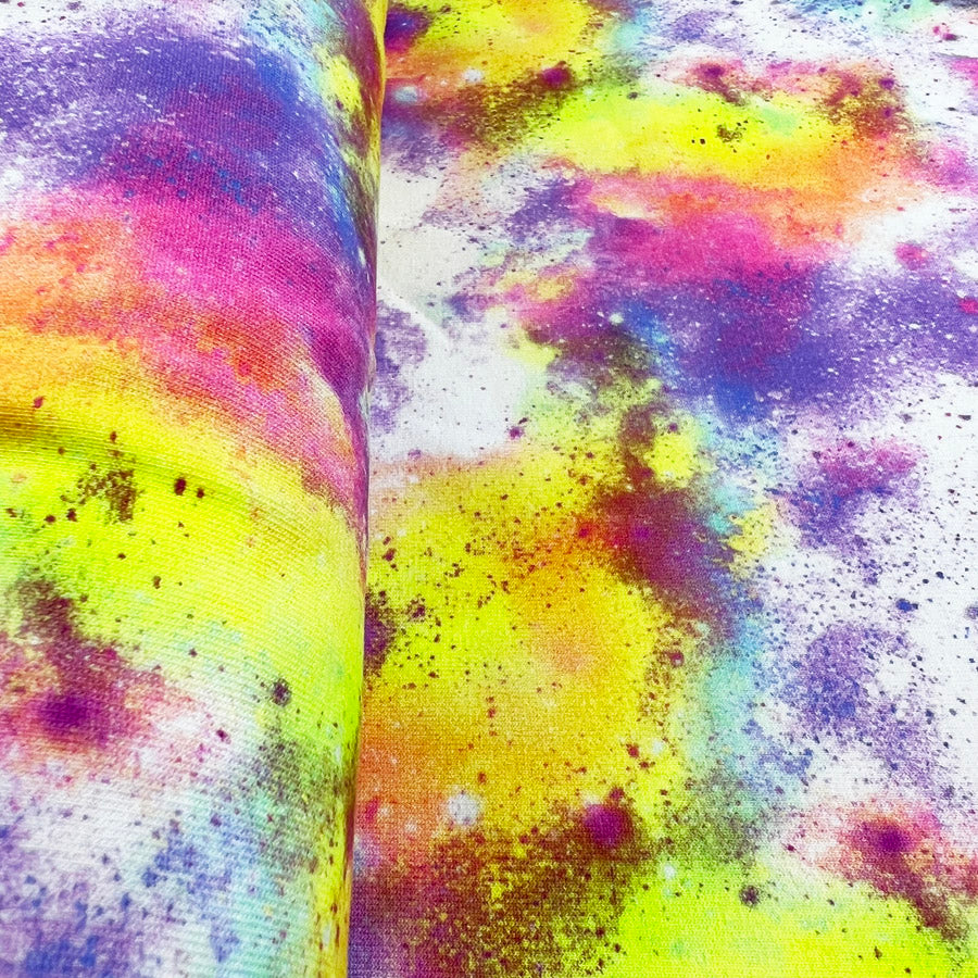 Spray Away Multicoloured Clouds White Fabric Bolt