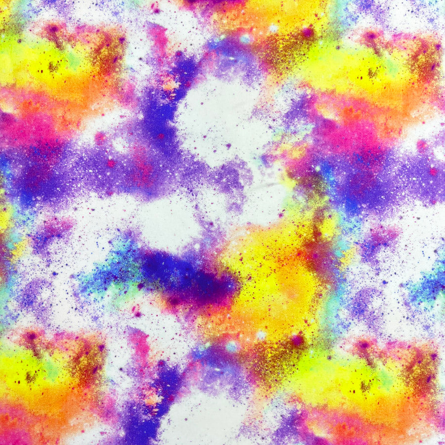 Spray Away Multicoloured Clouds White Fabric Print