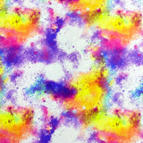 Spray Away Multicoloured Clouds White Fabric Print