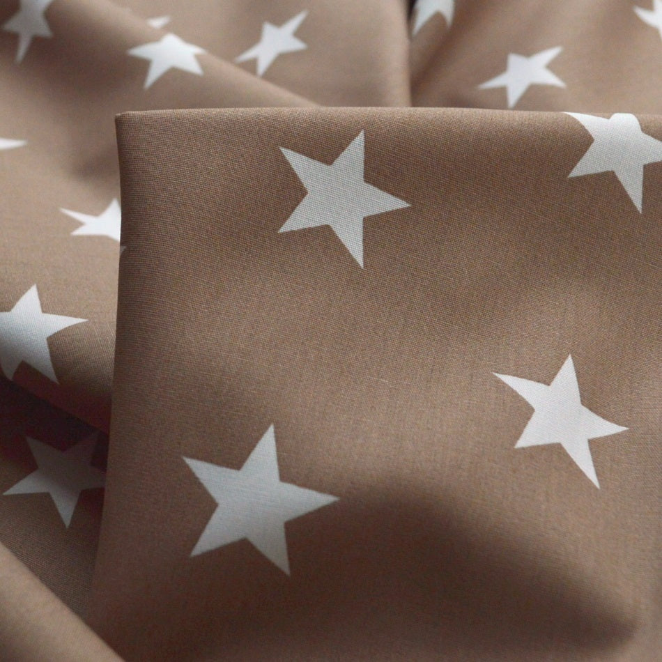 Stars Taupe Taupe White Stars Print Cotton Dress Craft Fabric Cu