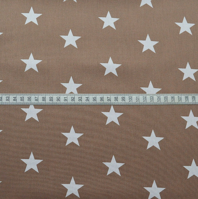 Stars Taupe Taupe White Stars Print Cotton Dress Craft Fabric S