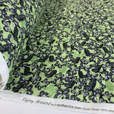 Stof Craft Butterfly Garden Japanese Craft Cotton Fabric Black White Mint Lime Green Roll