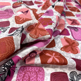 Stof Craft Butterfly Retro Japanese Cotton Grey Red Pink Fold