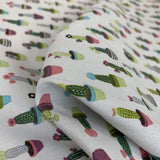 Stof Craft Cactus Japanese Craft Cotton Fabric Grey Cactus Multi Colour Fold