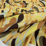 Stof Craft Camo Squiggles Ochre Orange Japanese Craft Cotton Fabric Black Grey Brown Yellow Fold