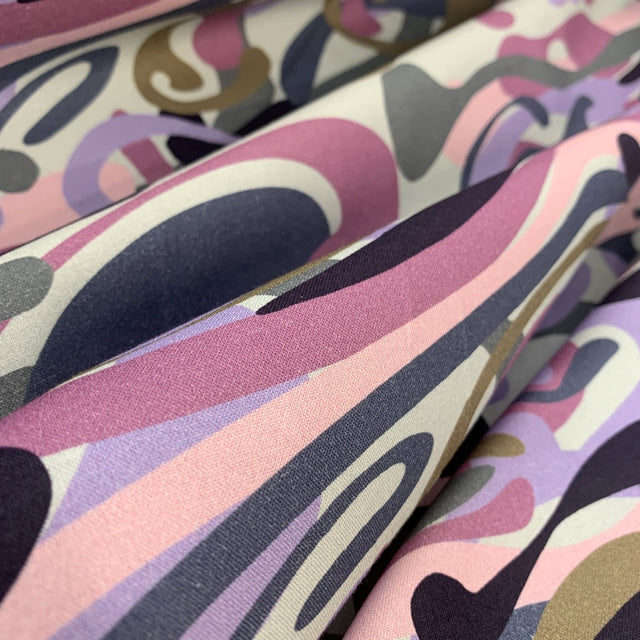 Stof Craft Camo Squiggles Purple Lilac Japanese Craft Cotton Fabric Pink Black Khaki Duck Egg Fold