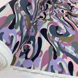 Stof Craft Camo Squiggles Purple Lilac Japanese Craft Cotton Fabric Pink Black Khaki Duck Egg Roll
