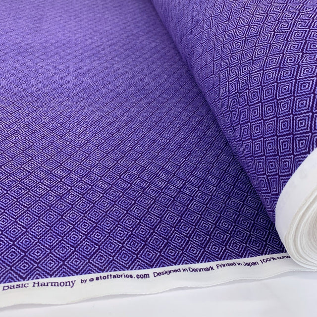 Stof Craft Diamonds Purple Japanese Craft Cotton Fabric Squares Roll