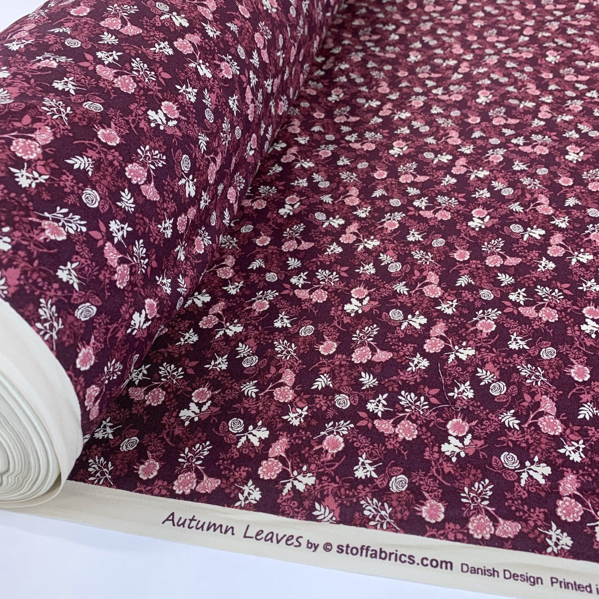 Stof Craft Flourishing Wine Japanese Craft Cotton Fabric Purple Damson Pink White Flowers Floral Roll
