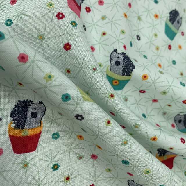 Stof Craft Hedgehog Garden Japanese Craft Cotton Fabric Mint Plant Pots Fold