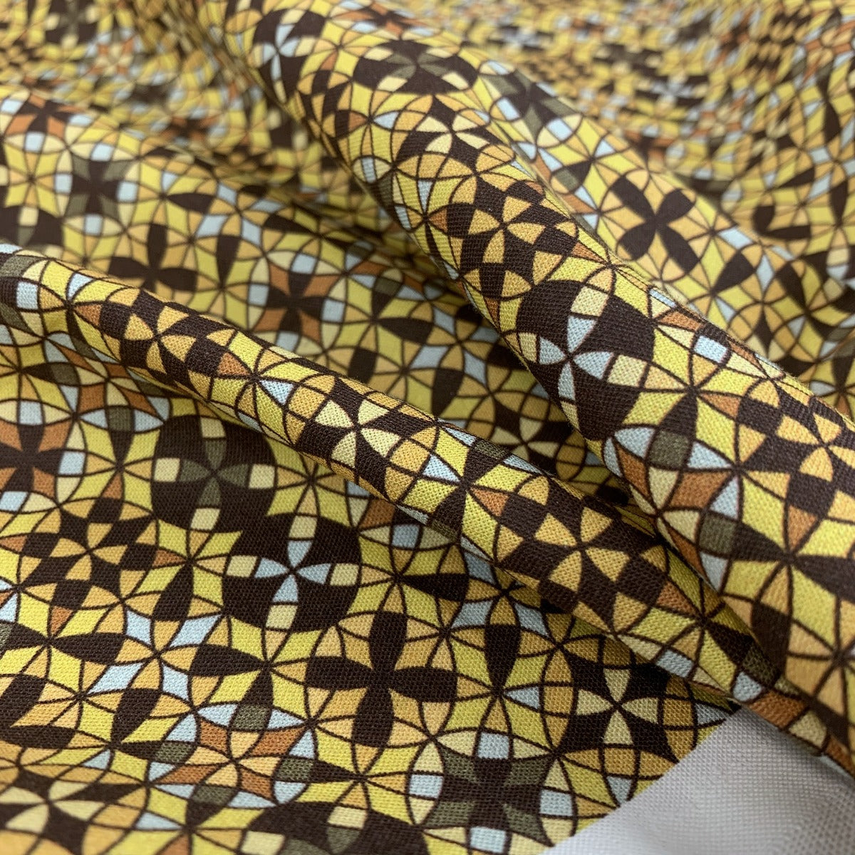 Stof Craft Kaleidoscope Japanese Craft Cotton Fabric Yellow Brown Abstract Geometric Fold