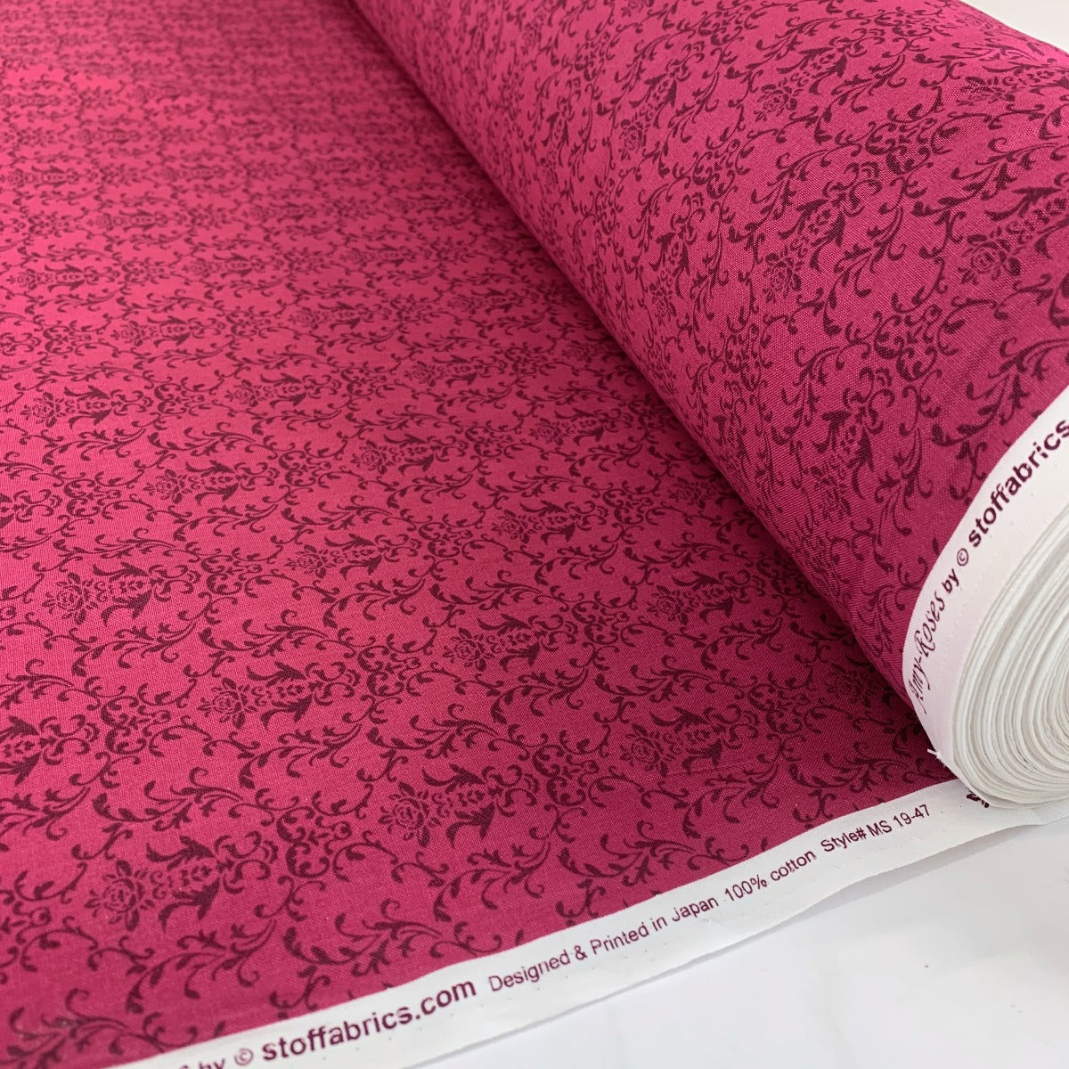 Stof Craft Majestic Cerise Japanese Craft Cotton Fabric Floral Pink Roll