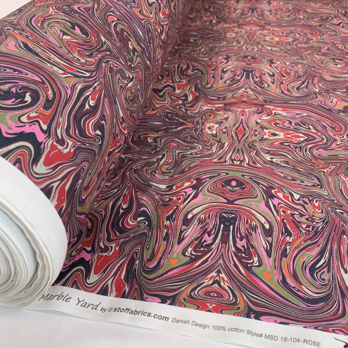 Stof Craft Marble Red Japanese Craft Cotton Fabric Pink Purple Black Grey Green Orange Roll