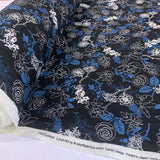 Stof Craft Midnight Floral Japanese Craft Cotton Fabric Black Blue White Flowers Roll