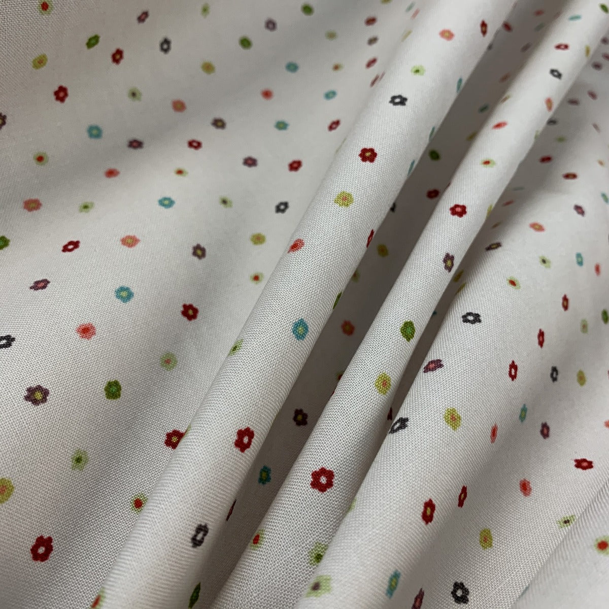 Stof Craft Petite Floral Japanese Craft Cotton Fabric Small Multi Coloured Flowers Grey Fold