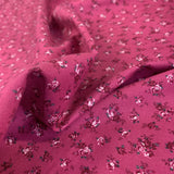 Stof Craft Pink Sprig Japanese Craft Cotton Fabric Cerise Small Purple Flowers Floral Fold