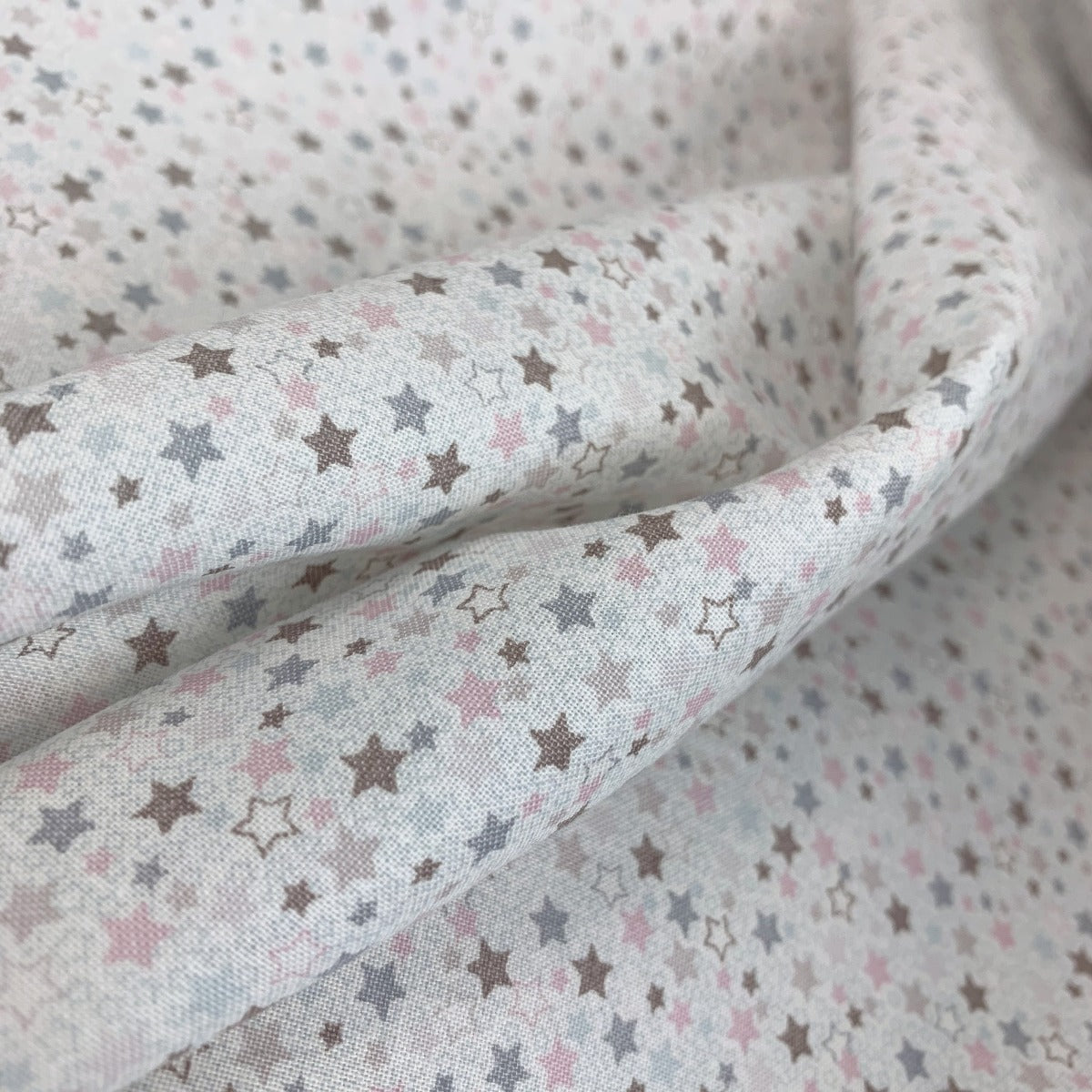 Stof Craft Twinkle Japanese Craft Cotton Fabric Small Stars Pink Grey Brown White Fold