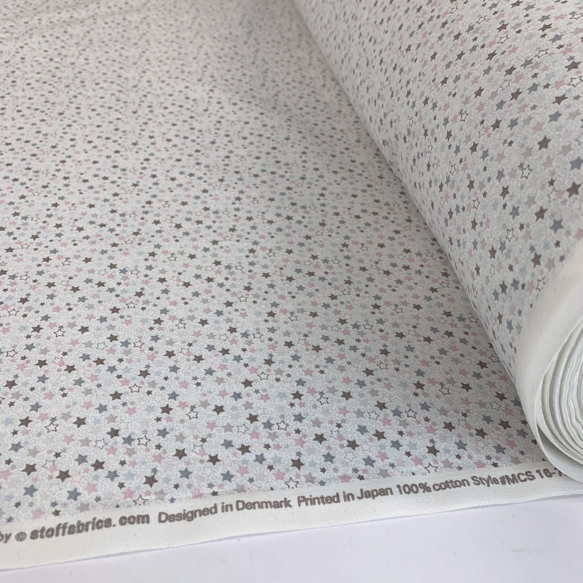 Stof Craft Twinkle Japanese Craft Cotton Fabric Small Stars Pink Grey Brown White Roll