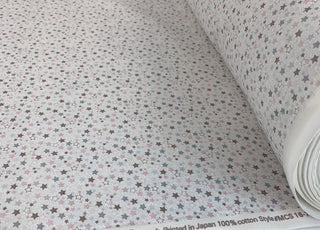 Stof Craft Twinkle Japanese Craft Cotton Fabric Small Stars Pink Grey Brown White Roll