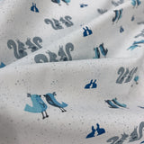 Stof Craft Woodland Creatures Japanese Craft Cotton Fabric Blue Grey White Rabbits Birds Squirrels Fold