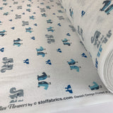 Stof Craft Woodland Creatures Japanese Craft Cotton Fabric Blue Grey White Rabbits Birds Squirrels Oll