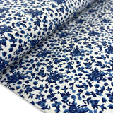 Stof 100% Cotton Poplin Floral Dress Fabric Blue Willow Bolt