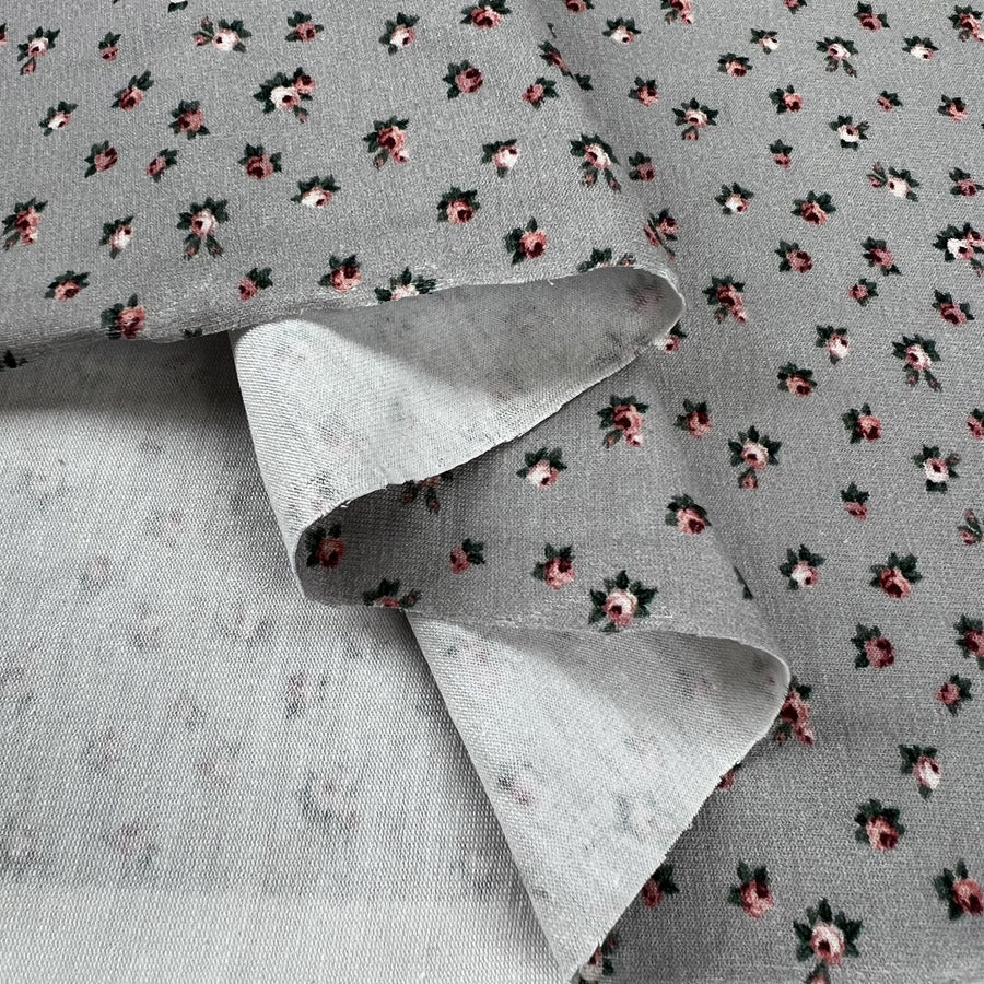 Stof cotton jersey buds grey elastane oeko tex knitted fabric fold