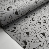 Stof Cotton Jersey Doodle Zoo Grey Black Animal Print Oeko Tex Elastane Knit Fabric Bolt