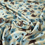 Stof Cotton Jersey Flopsy Organic Animal Face Print Knit Elastane Blue Fabric