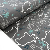 Stof cotton jersey pachyderm elephant rhino grey knitted elastane fabric bolt