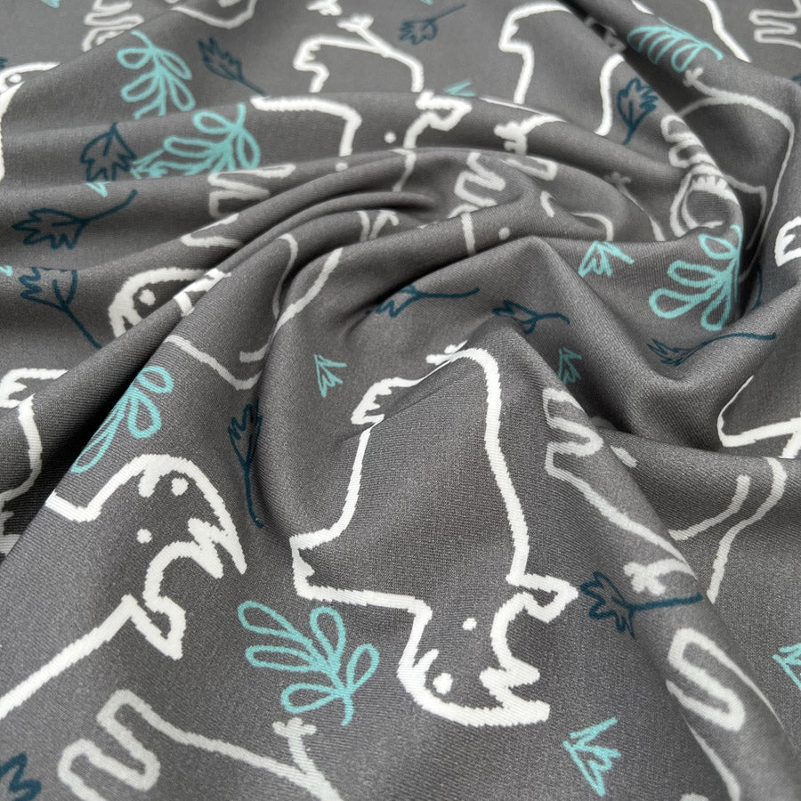 Stof cotton jersey pachyderm elephant rhino grey knitted elastane fabric cu