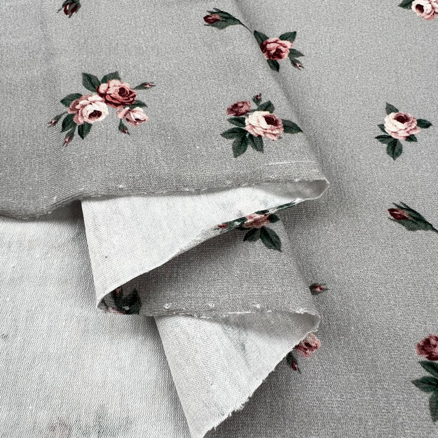 Stof cotton jersey roses grey oeko tex elastane knitted dress fabric fold 1